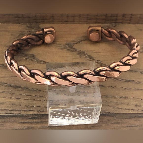Pure Copper Heavy Twist Design Magnetic Bracelet Energy Cuff Bangle - Picture 4 of 4